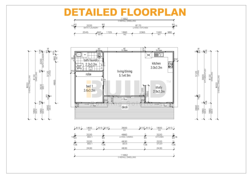 Kit Homes Ballina 46 Detailed Floor Plan IBuild Building Solutions