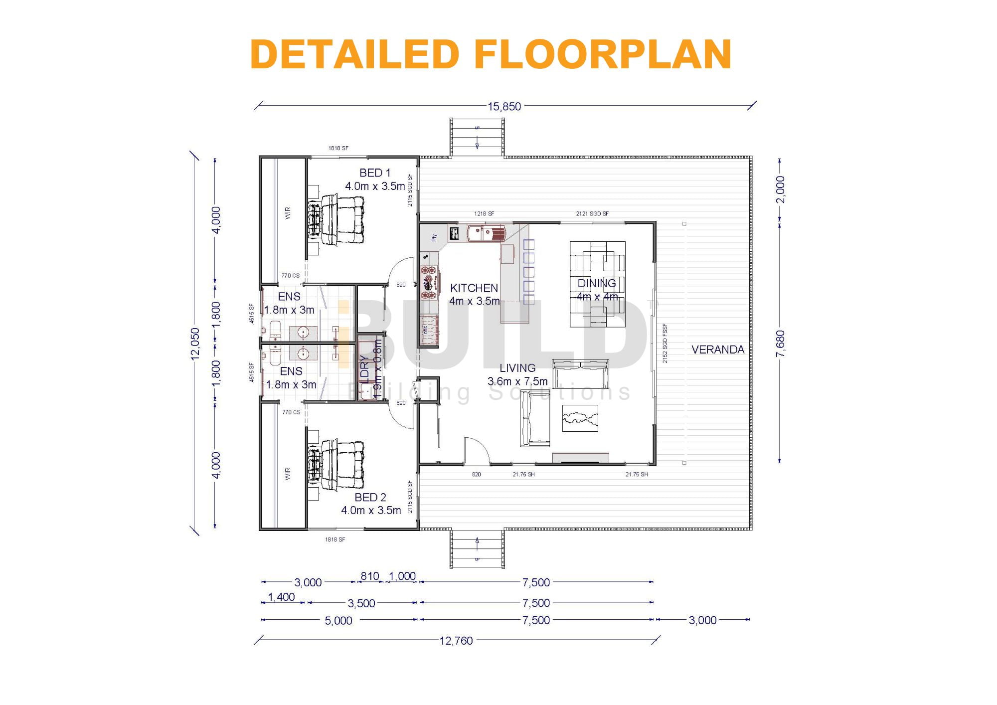 Kit Homes Tamworth Detailed Floorplan IBuild Building Solutions