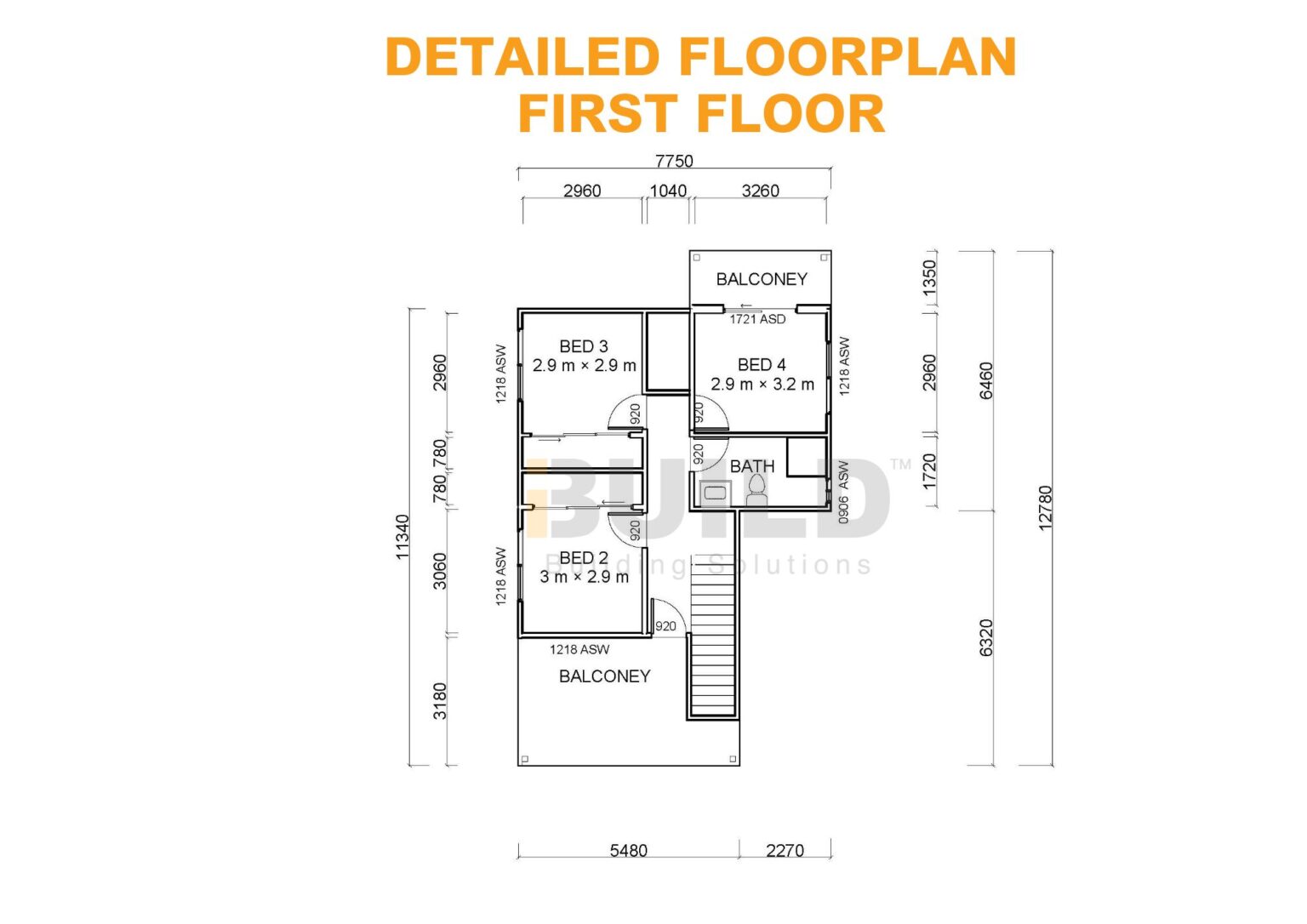 Kit Homes Swan Hill Detailed First Floor Floorplan IBuild Building