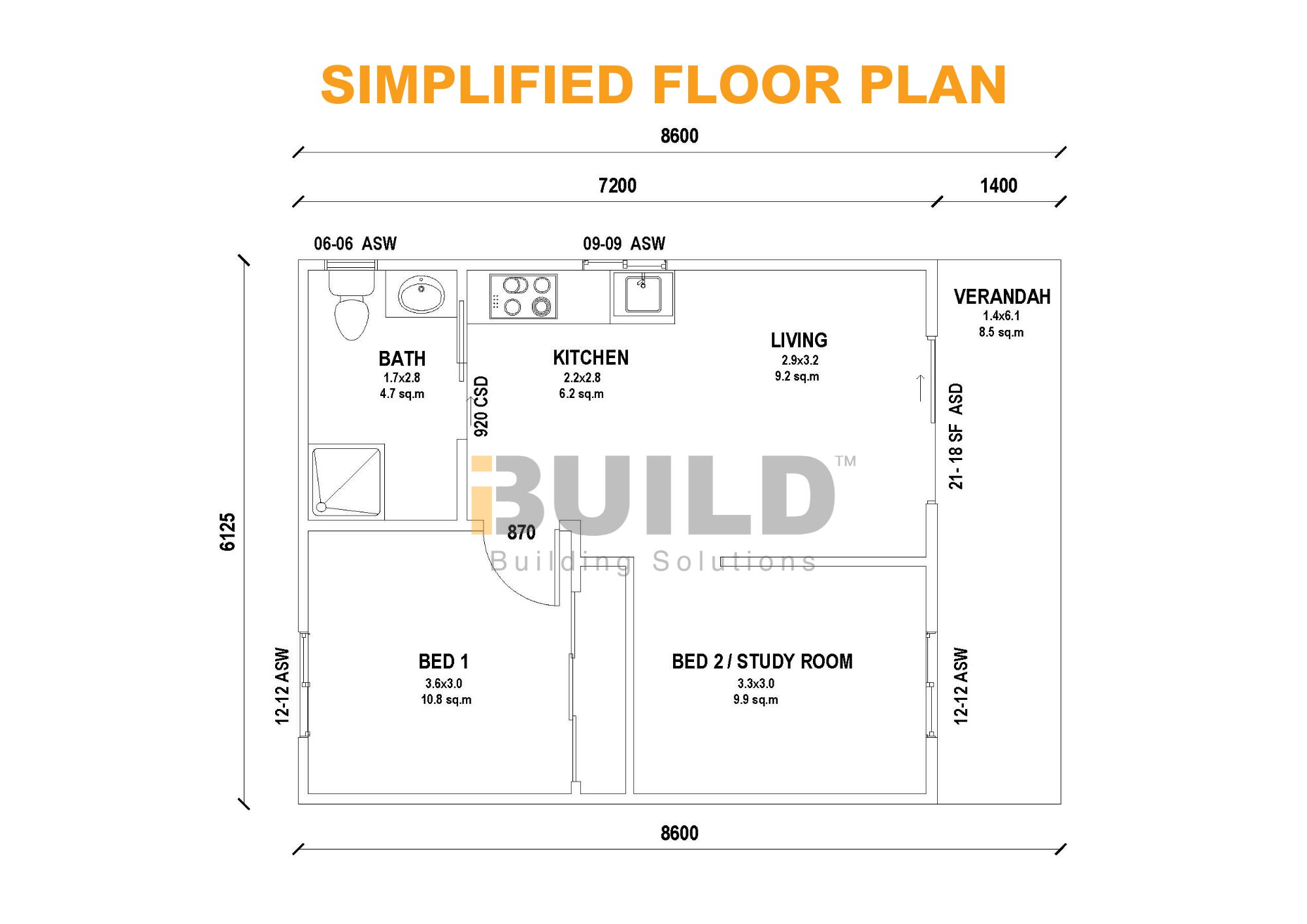 Kit Homes Portland Simplified Floorplan