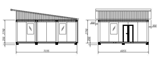 TransPack eco cabins P111C elevation plan