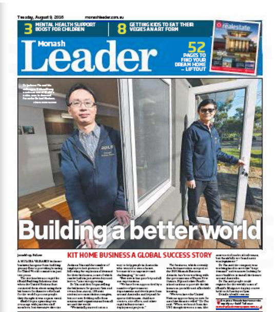 iBuild Kit Homes Global Success Storey Featured on Front Page of Monash Leader