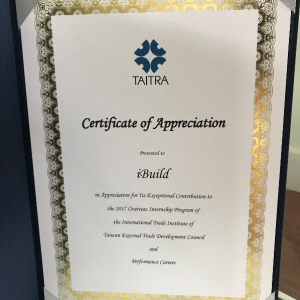 TAITRA Certificate of Appreciation Presented to iBuild