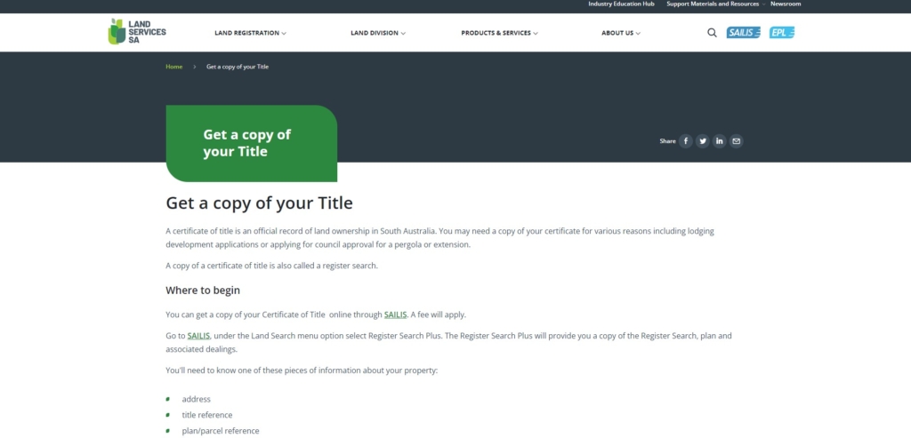 What is a land title South Australia