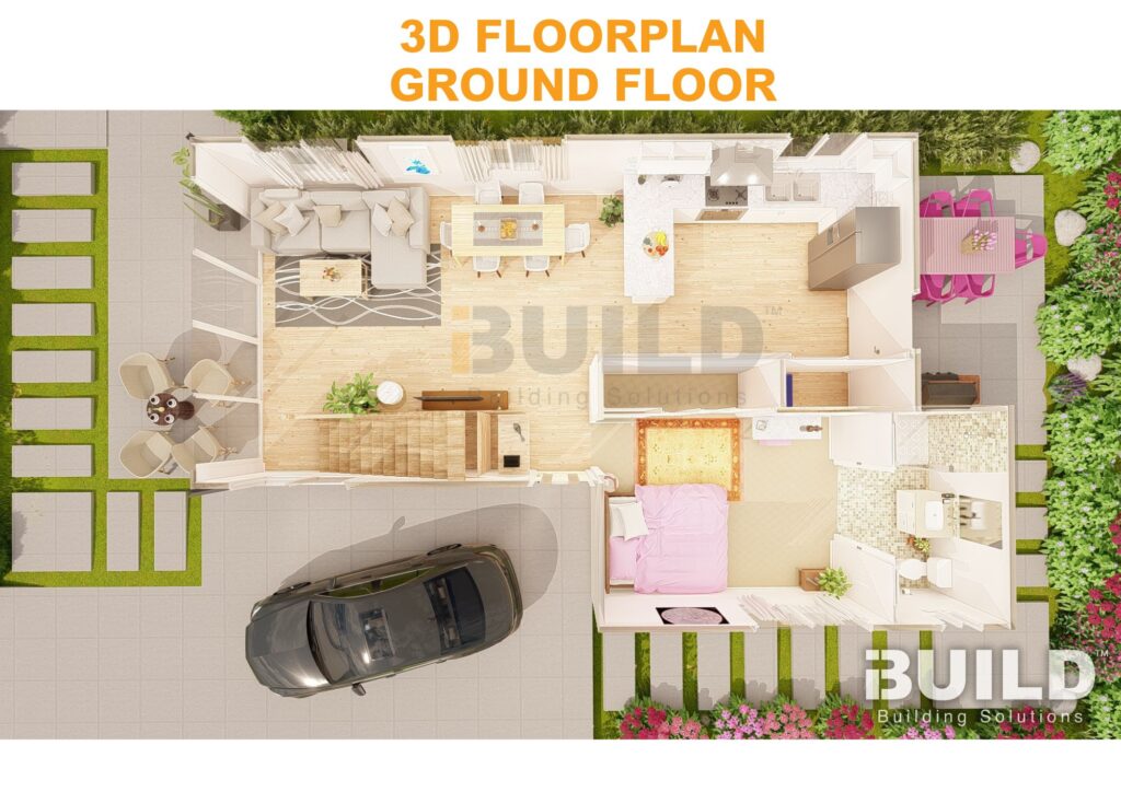 Kit Homes Swan Hill 3D Ground Floor Floorplan