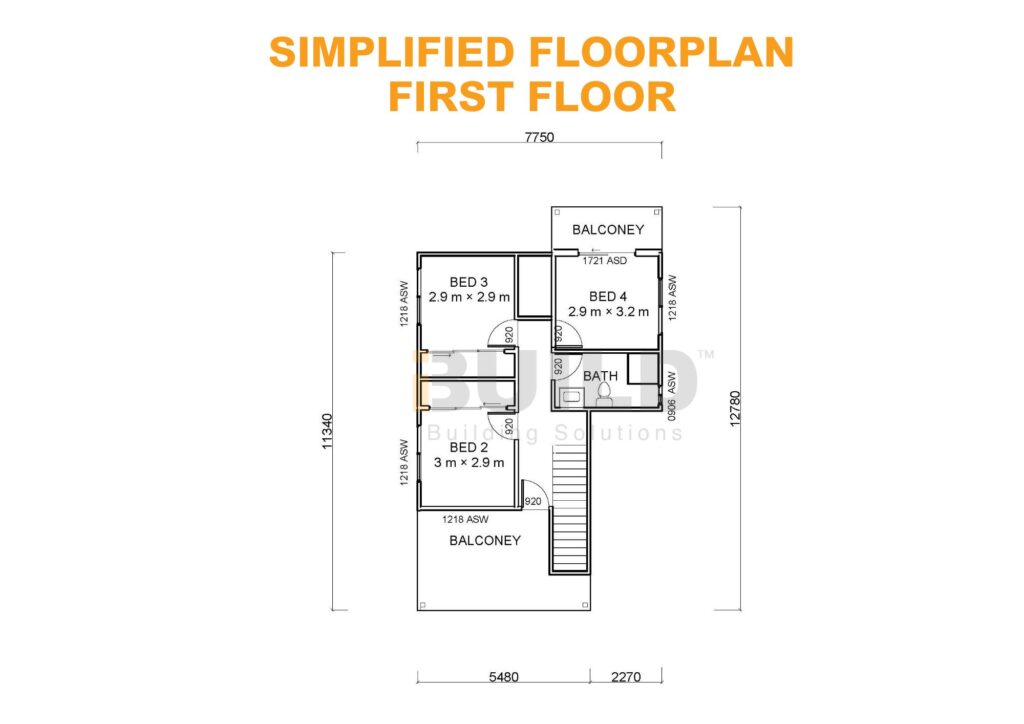 Kit Homes Swan Hill Simplified First Floor Floorplan