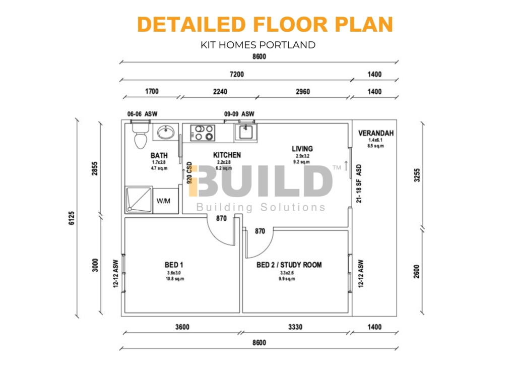 Kit Homes Portland LS DETAILED FLOOR PLAN