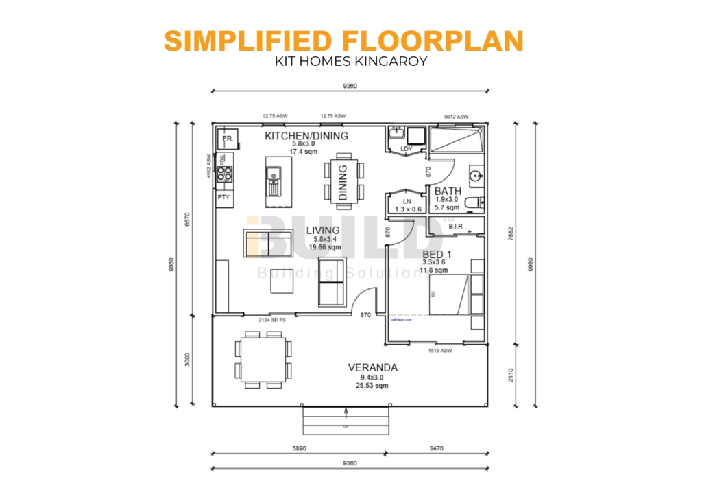 iBuild Kit Homes Kingaroy LS SIMPLIFIED FLOORPLAN